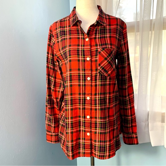 Old Navy Red Plaid Flannel Classic Button Down - Picture 7 of 8